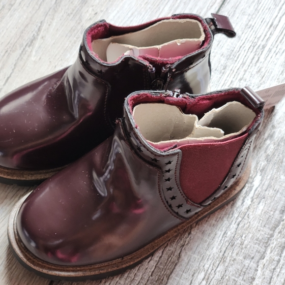 ZARA KIDS BURGUNDY PATENT LEATHER SHOE BOOT size 6 toddler - Picture 3 of 7